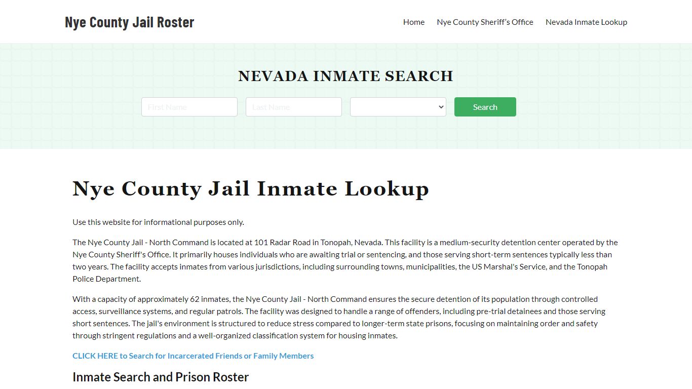 Nye County Jail Roster Lookup, NV, Inmate Search