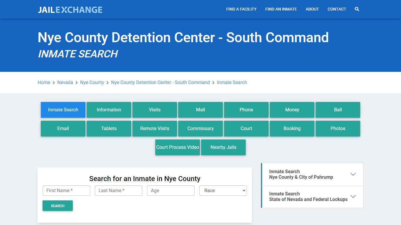 Nye County Detention Center - South Command Inmate Search - Jail Exchange